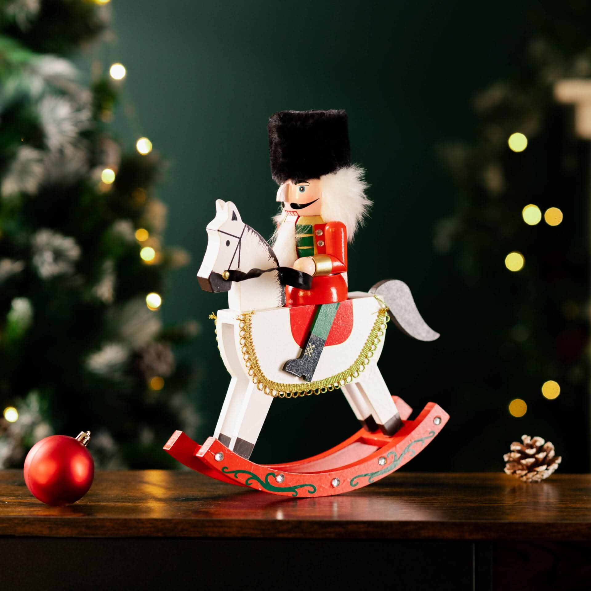 Christmas Cavalry Nutcracker Hand Painted Wooden Rocking Horse