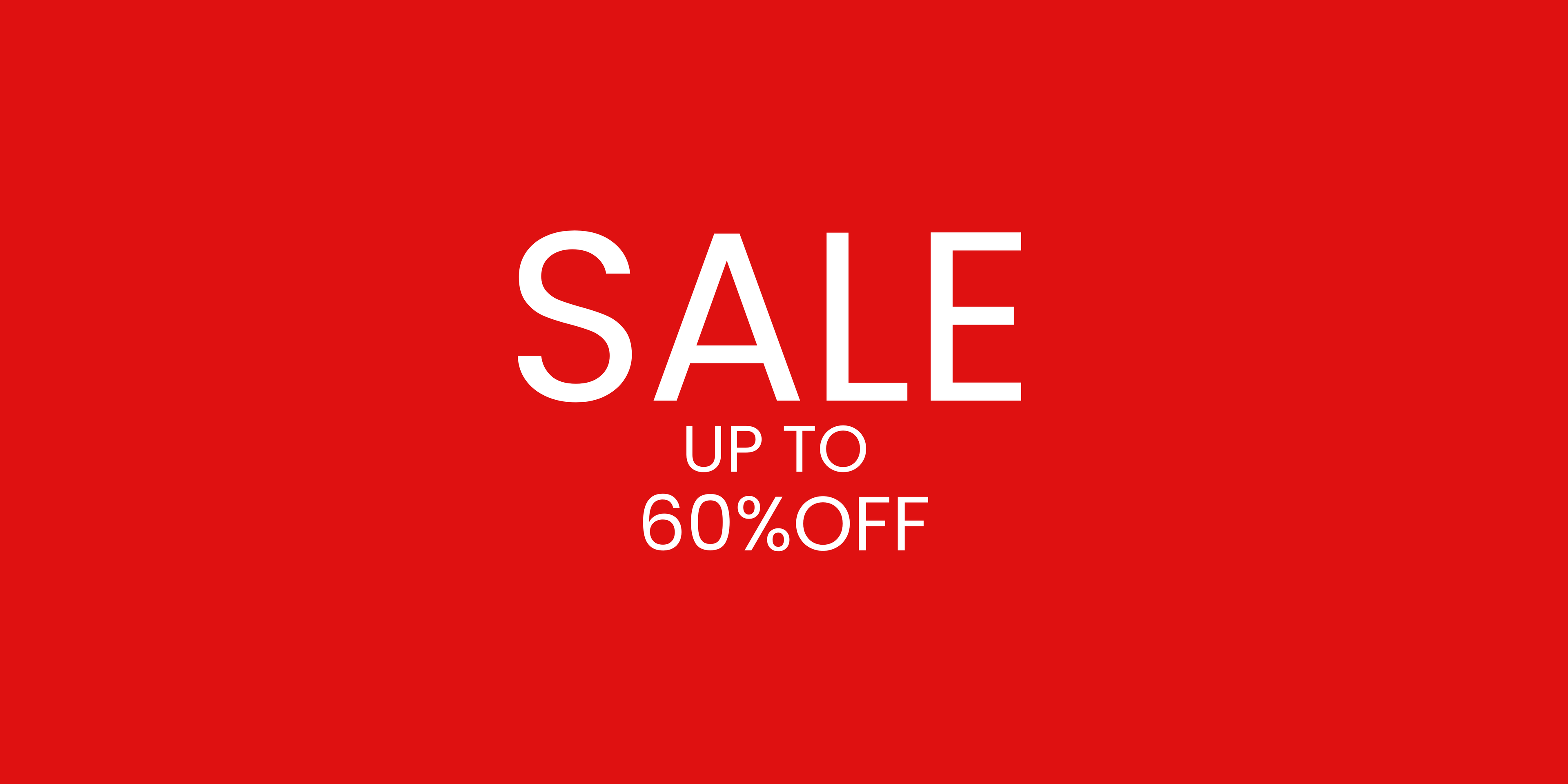 Red background with sale up to 60% in the center of image 
