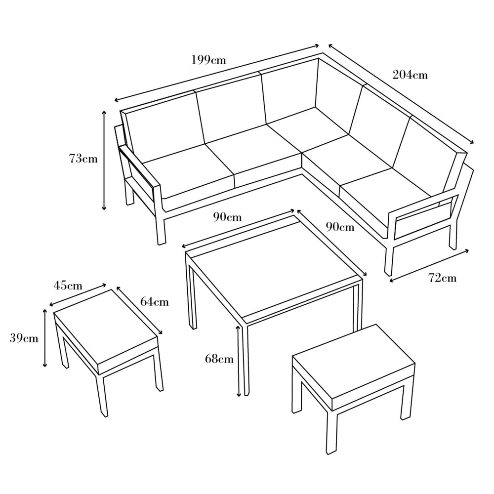 Titchwell Mini Corner with Standard Table White
