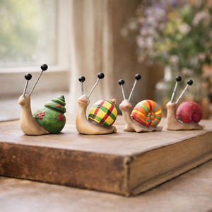 4 Piece Colourful Snail Garden Ornaments Resin Mini Statues