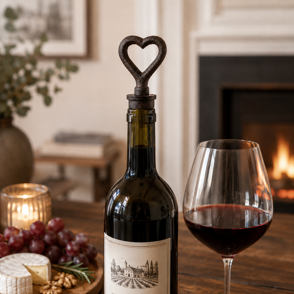 Vintage Cast Iron Heart Bottle Stopper Wine Bottle Cork