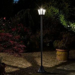 Solar lamp post with teardrop glass lens