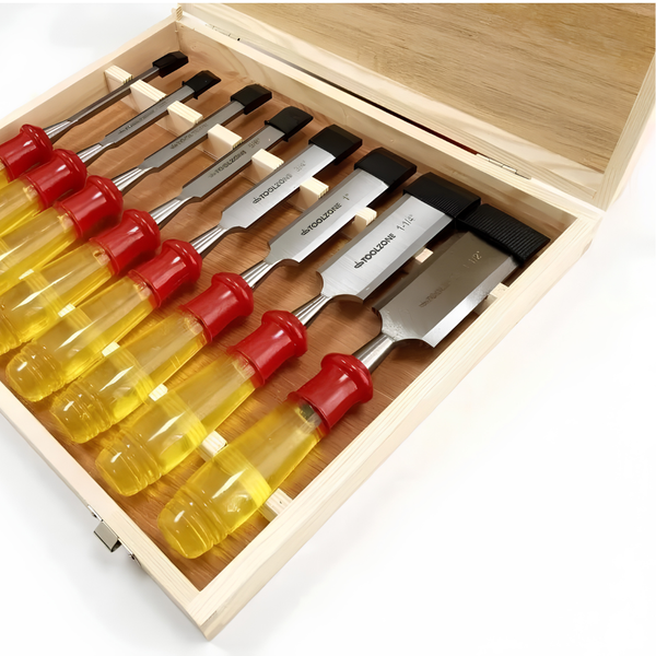 8pc Wood Chisel Set Hardened Blade Storage Case High Quality DIY Tool Set Polish