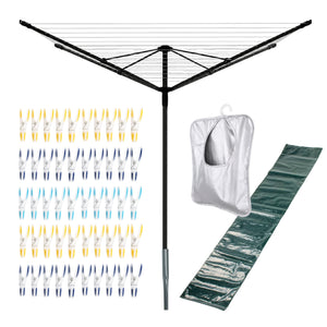 4 Arm Rotary Washing Line Airer with Cover & Ground Spike 50m