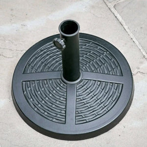 Weighted patio umbrella stand with rattan finish