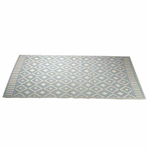Blue 120 x 180cm rug displayed on patio