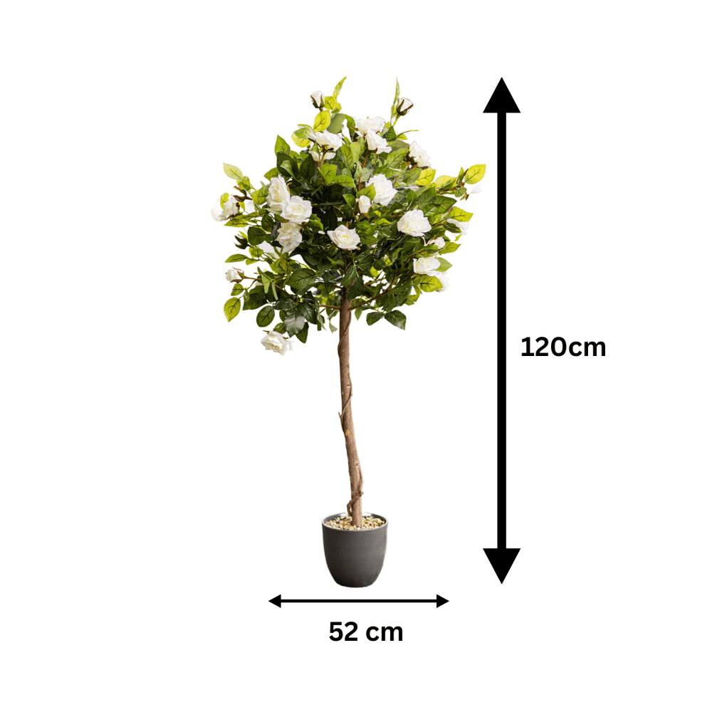 Regent's Rose Potted Plant Home Garden Faux Flowers - White 120cm
