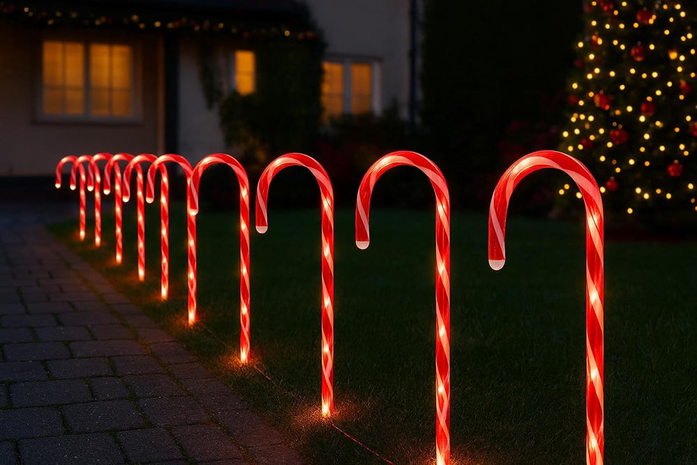 12 candy cane Christmas garden stake lights