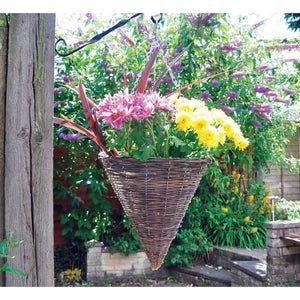12 inch dark rattan cone hanging basket