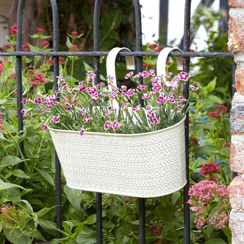 Ivory 12 inch hanging garden planter