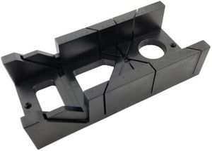 Black 12 inch woodworking mitre box.