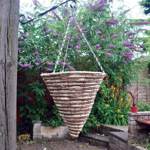 12 inch rope rattan cone hanging basket