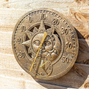 12 inch sun and moon clock with thermometer