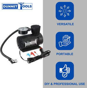 12V vehicle tyre inflator in black
