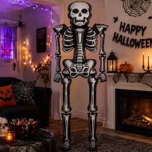 Giant Skeleton Balloon, 2 Pumpkin Lanterns & Tree Halloween Decoration Bundle