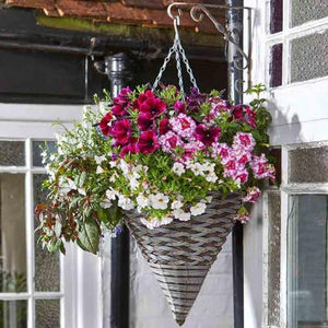 14 inch slate rattan effect hanging basket