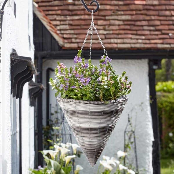 14 inch rattan cone hanging flower basket