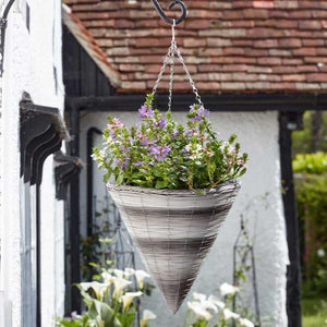 14 inch rattan cone hanging flower basket