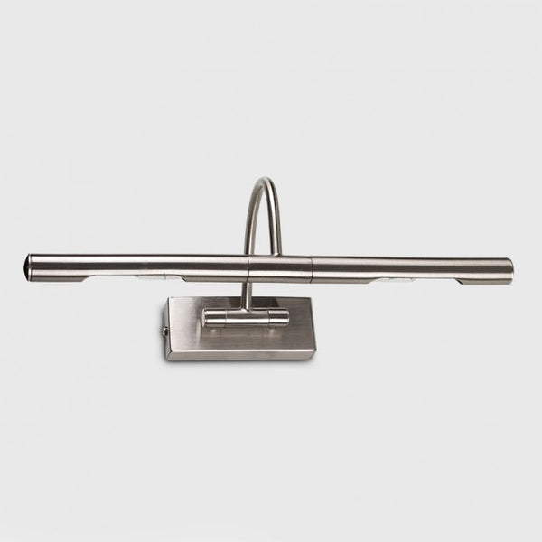 Stainless steel towel bar on a white background