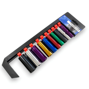 10pc 3/8" Drive Deep Socket Set Multi Colour Metric Long Reach 10-19mm on Rail