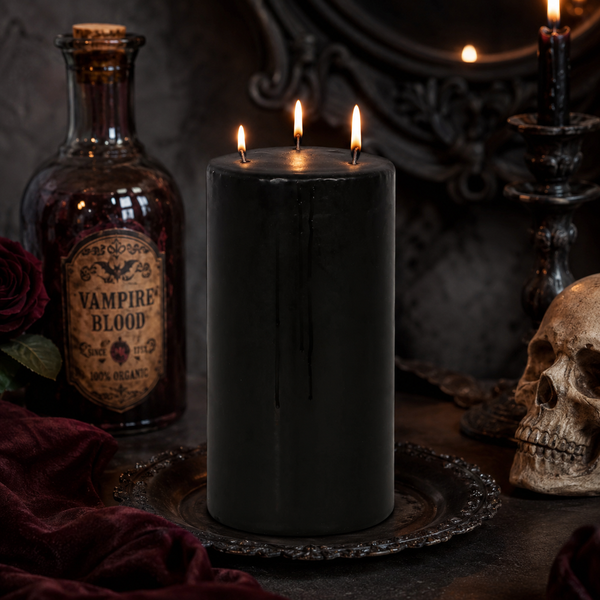 Large bleeding wax pillar candle for gothic interiors
