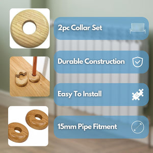 Radiator pipe cover rings wooden