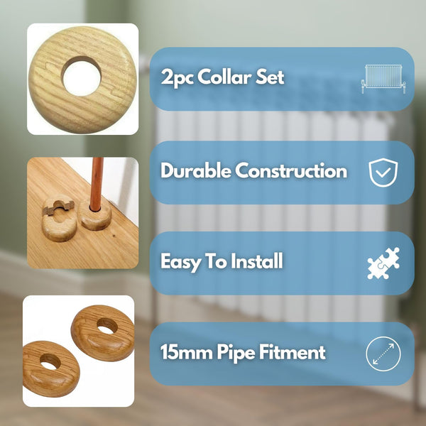 Radiator pipe cover rings wooden
