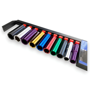 10pc 3/8" Drive Deep Socket Set Multi Colour Metric Long Reach 10-19mm on Rail