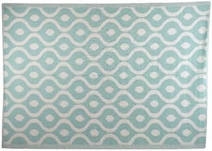 Large Neptune outdoor rug displayed on patio