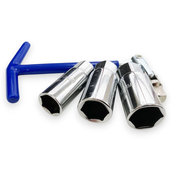 Spark Plug Socket Remover Installer Set Flexi T Bar 16 18 21mm Sockets 4pc Tools