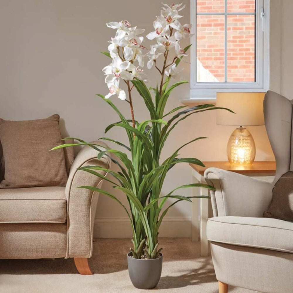 Large 170cm artificial orchid plant with white flowers