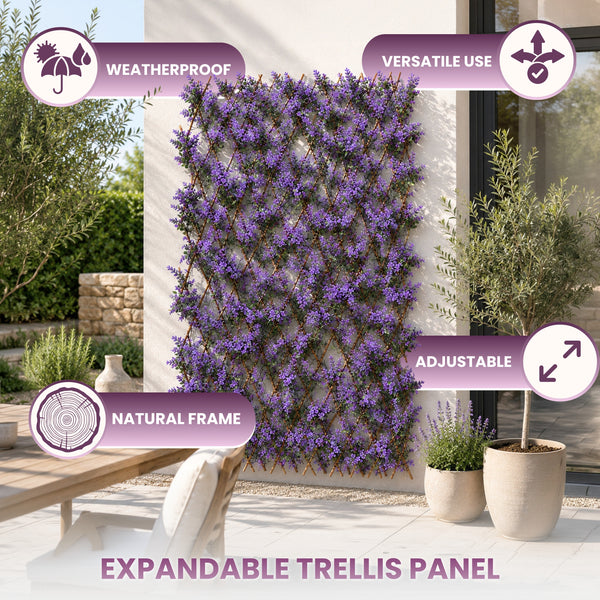 Violet Artificial Faux Leaves Flowers Decorative Trellis