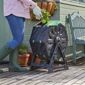 17 gallon raised garden compost tumbler barrel mixer