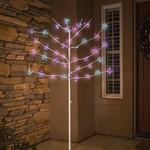180cm white Christmas twig tree with multicoloured LEDs