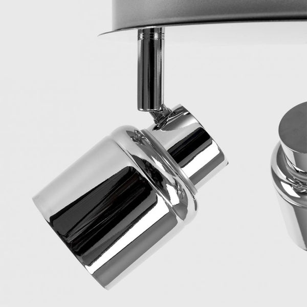 Chrome ceiling light fixture on a white background