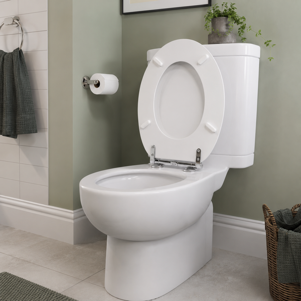 White Soft Close MDF Toilet Seat with Quick Release 18 Inch