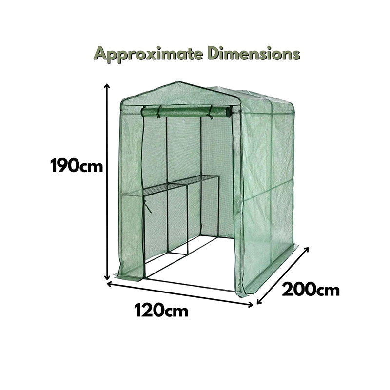 Large walk-in garden greenhouse measuring 190 x 120 x 200cm