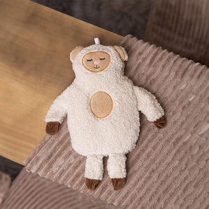 Sheep hot water bottle with soft plush cover