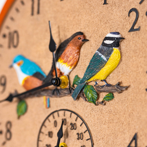 Vintage Bird Wall Clock and Thermometer