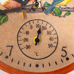 Vintage Bird Wall Clock and Thermometer