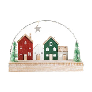 LED Wooden Xmas Village Scene