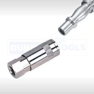 Female air compressor coupling shown close up