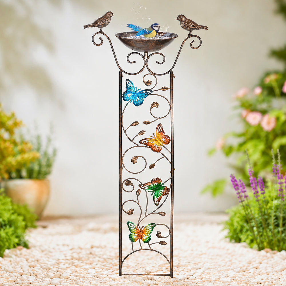 Bronze Effect Bird Bath Garden Trellis – Weatherproof Outdoor Bird Feeder