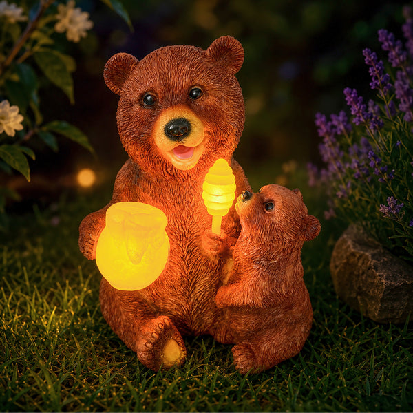 Solar Honey Bear Garden Ornament with LED Lights