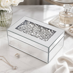 Crushed Diamond Mirrored Jewellery Box – Glam Vanity Storage Organizer