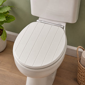 White MDF Soft Close Toilet Seat with Quick Release Oval Fit