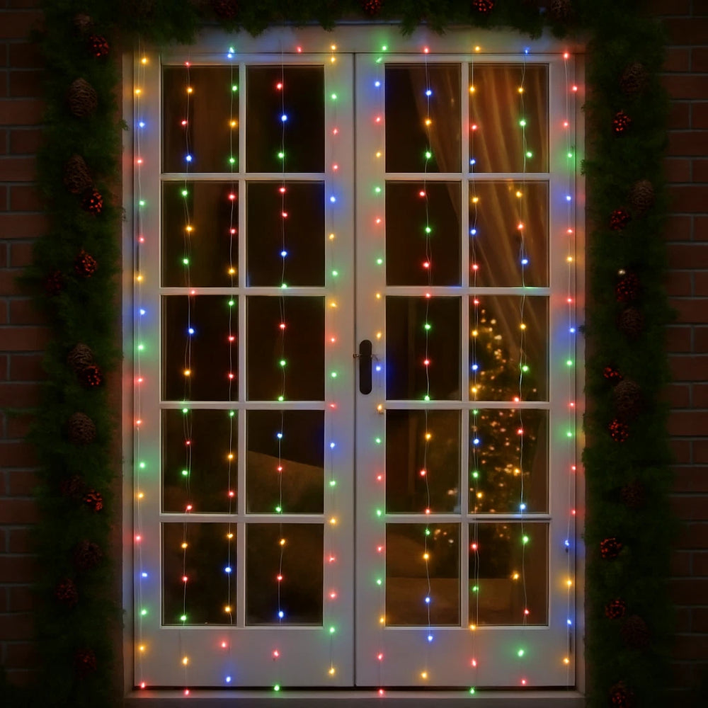 2.1m Christmas window string lights with 280 warm white LEDs