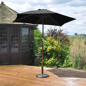 2.4m black wooden garden parasol fully opened