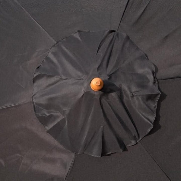 Black UV resistant parasol for outdoor seating
