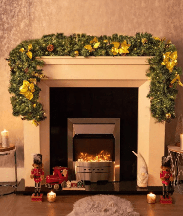 2.7m gold decorated LED Christmas garland